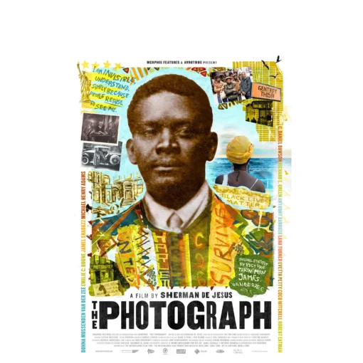 Filmposter, ein Portraitfoto umgeben mit Schrift, Malerei und anderen Fotos, der abgebildete Afro-Amerikaner ist Großvater des Filmemachers